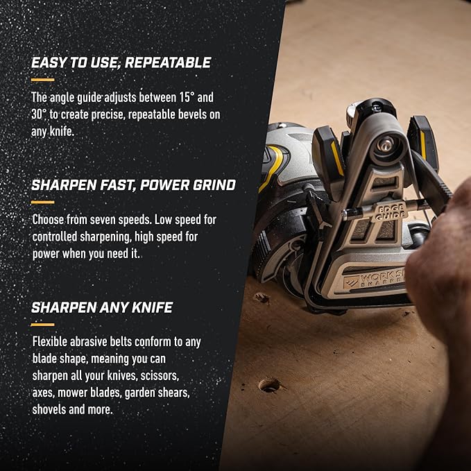 Work Sharp Ken Onion Knife and Tool Sharpener with replacement belts, 7 Speed Motor Control with LED Display