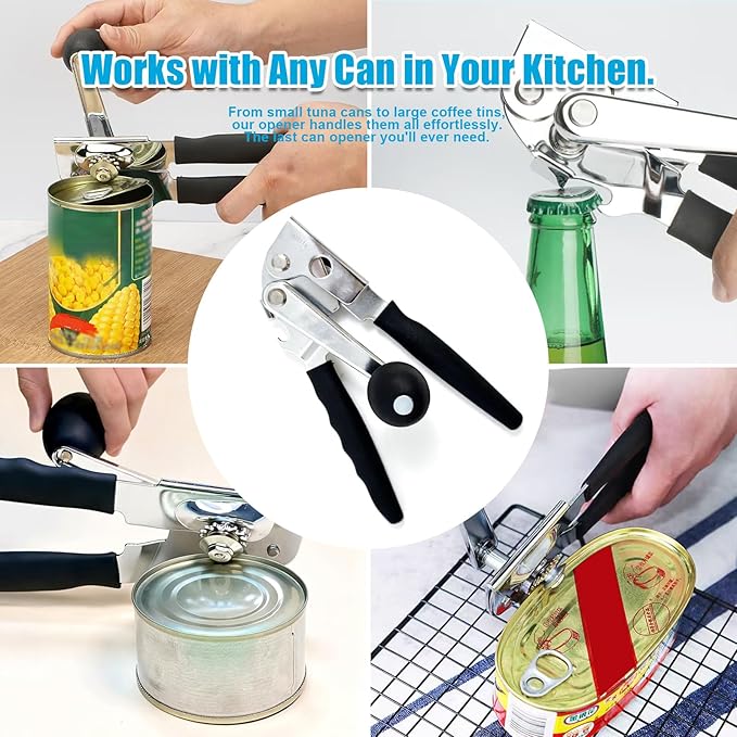 Can Opener,commercial can opener,Manual Heavy Duty Stainless Steel Handheld Can Opener for Seniors for Kitchen