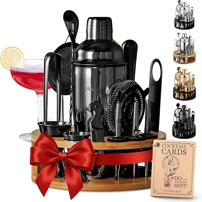 Mixology & Craft Bartender Kit - 15 Piece Set Including Cocktail Shaker and Bar Accessories, Perfect for Drink Mixing at Home, Plus Exclusive Recipe Cards