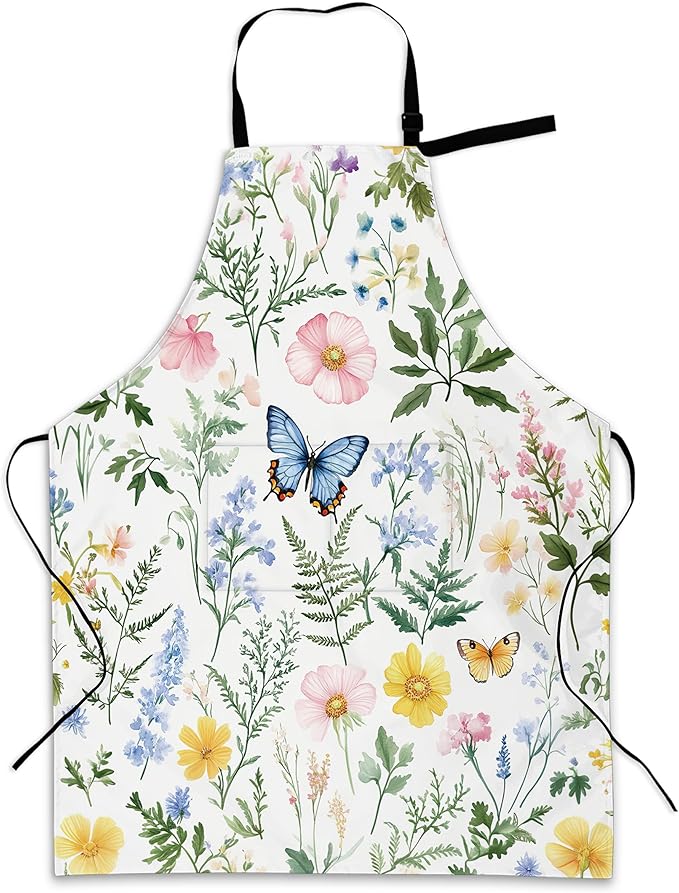 Cooking Aprons for Men and Women,Adjustable Bib Chef Apron with 2 Pockets, Soft and Durability Kitchen Apron