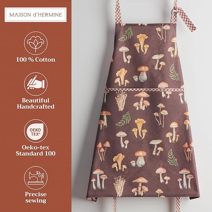 Maison d' Hermine 100% Cotton Apron for women with Pocket Kitchen Chef Apron for Men Cooking Gardening Server Waitress