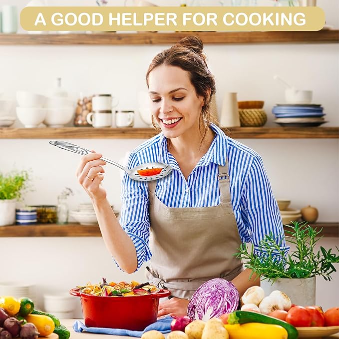 Kitchen Utensils,Contains Soup ladle,Spaghetti Claw,Wok Turner Shovel,Slotted Turner,Colander,Premium Stainless Steel,No rust,Dishwasher Safe