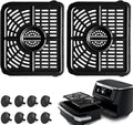 GWY Air Fryer Tray for Ninja Foodi 11 Quart 7-in-1 MegaZone XL FlexBasket Air Fryer, 2 Packs Replacement Air Fryer Crisper Plate Grill Pan Grill Plate Accessories with Rubber Bumpers, Dishwasher Safe