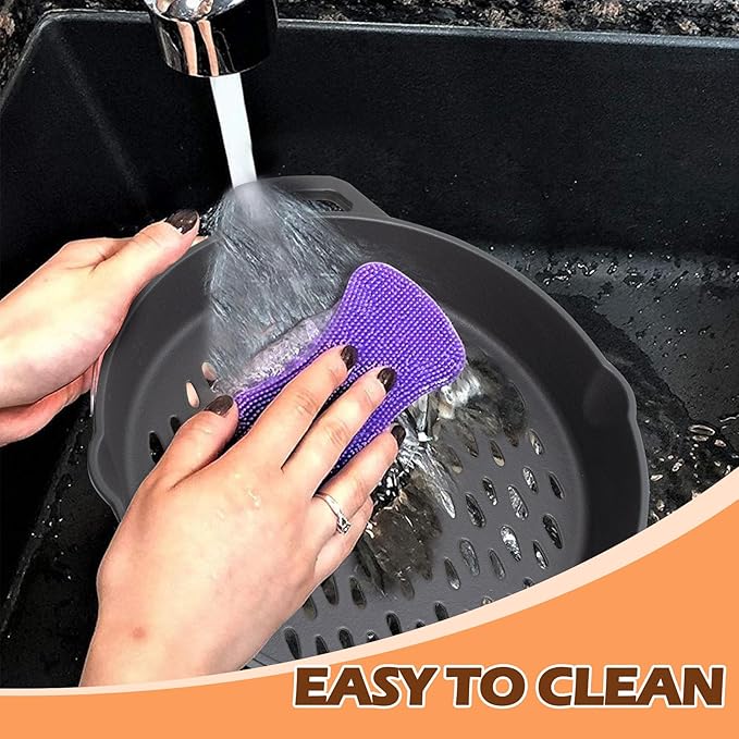 Round Cast Iron Grill Baskets for all Charcoal Smoker and Gas Grills,12 Inch Nonstick Cast Iron Grill Pan Tray Could Cooking Veggie Meat Fish -Dual Handle Grill Basket for All Outdoor Grills