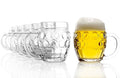 Oberglas Tübinger Augenkanne Beer Mugs Set of 6 – 300 ml with Fill Mark and Crest – Durable Soda Lime Glass – Dishwasher Safe – Traditional German Stein Design