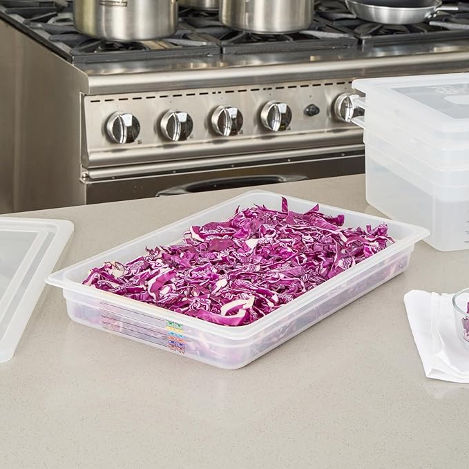 Restaurantware Food Pans Pack of 10 Plastic Rectangle Food Containers Full Size with Traceability Label, Storage Containers Dishwashable Hot Cold Friendly for Restaurants Buffet Commercial Use