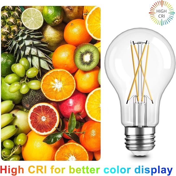 TJOY 12 Pack A19 Vintage LED Edison Bulbs, Dimmable, 60W Equivalent, High Brightness 2700K Warm White, 8W E26 Standard Base, 800 Lumens, CRI80+, Clear Glass Filament Bulb for Home, Farmhouse