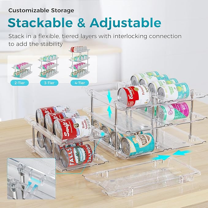 oylik Can Organizer for Pantry, 3 Tiers Can Storage Rack, up to 36 Cans Food Holders for Fridge, Cabinet and Pantry Organization