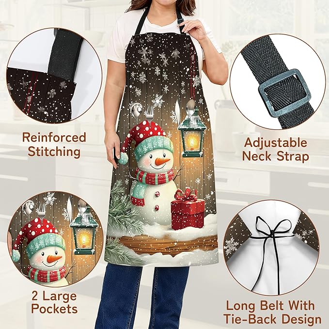 Cooking Aprons for Men and Women,Adjustable Bib Chef Apron with 2 Pockets, Soft and Durability Kitchen Apron