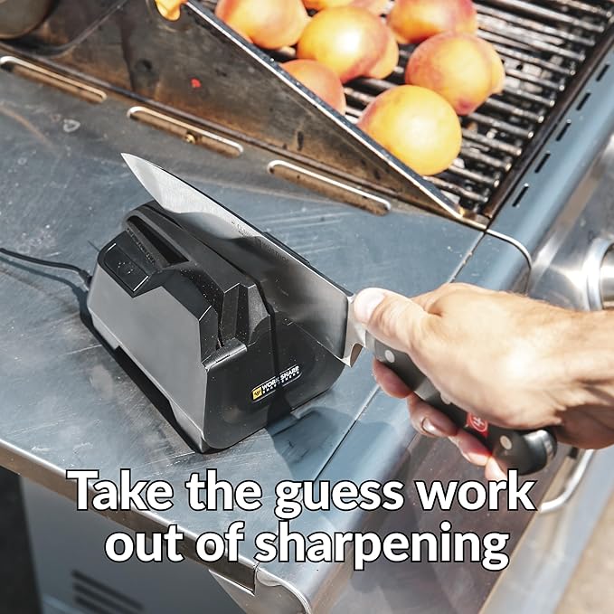 Work Sharp Electric Kitchen Knife Sharpener - Get knives ready for cookouts and BBQ's- Fits in Kitchen Drawer, Sharpens every time, fast & easy