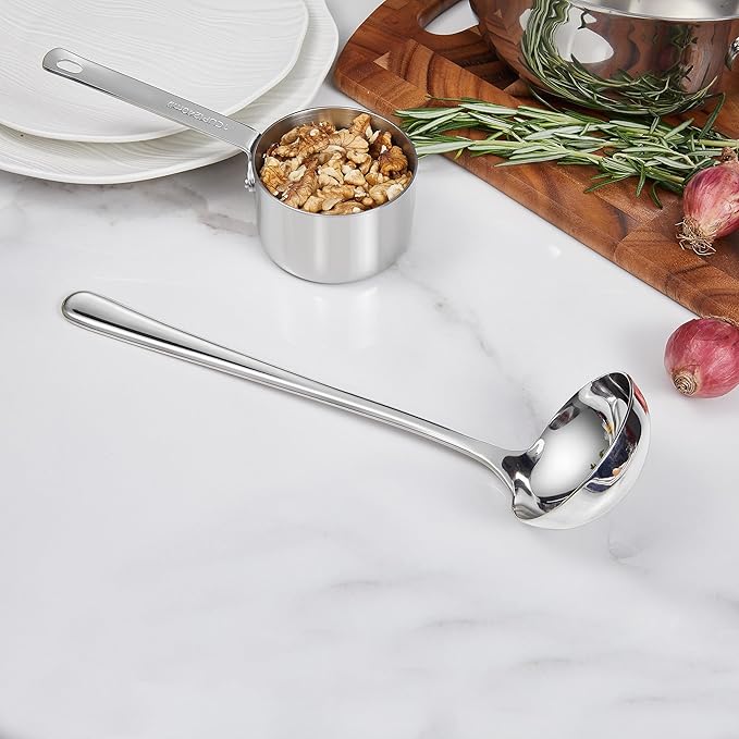 KEAWELL Premium 11" Verona Ladle, 18/10 Stainless Steel, Heavy-Duty with Deep Bowl, High-Polished Finish, Ergonomic Handle for Smooth Pouring, Dishwasher Safe (1, 11" Soup Ladle)