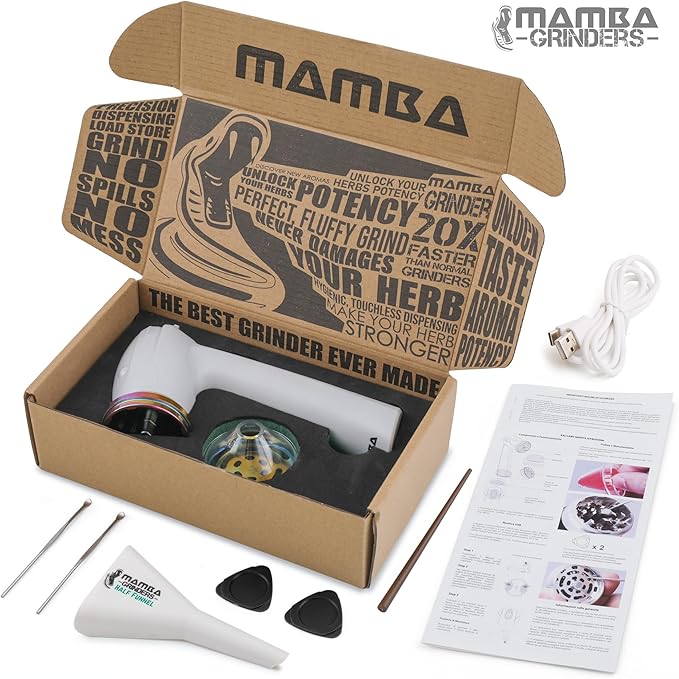 Mamba Original 1g Smoky USB Electric Herb Grinder. Small Portable Metal Herbal Machine & Spice Mill for the Kitchen