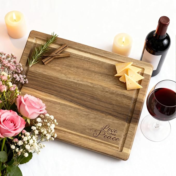 Personalized Acacia Wood Cutting Board - Laser Engraved Custom Board,Print in USA,Customizable Acacia Wood Cutting Board Eco-Friendly Wood,Gift for Wedding, Housewarming,Christmas