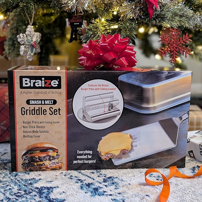 Smash Burger Press Kit, Stainless Steel Burger Press - Heavy Duty Grill Tools for Smashburgers, Flat Top Griddles, Cast Iron Pans, BBQ Accessories for Home Chefs (Dome Set)