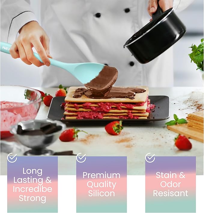 NEXTOP Silicone Spatula Set of 4 – Multipurpose Seamless Silicone Spoon Spatula for Mixing and Cooking – MultiColour Heat Resistant Flexible Kitchen Utensils for Blending, Stirring, and Baking