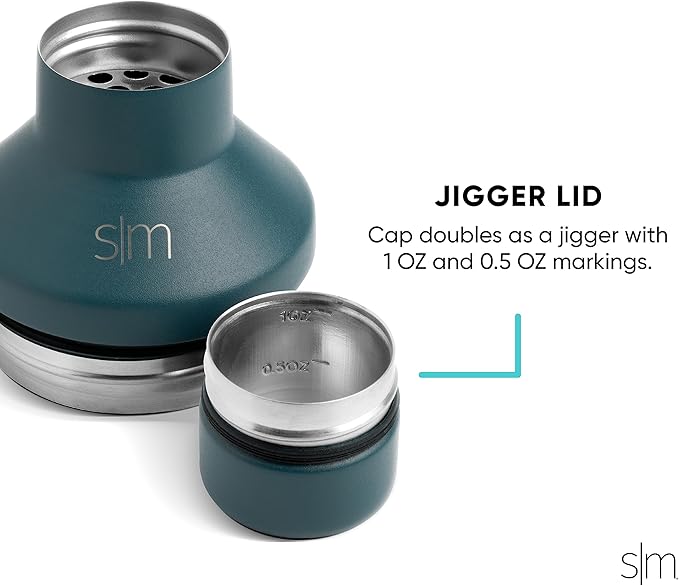 Simple Modern Cocktail Shaker Set with Jigger Lid | Stainless Steel Boston Shaker Insulated Martini Mixer for Mocktails | Gifts for Men Women Him Her | Classic Collection | 20oz | Almond Birch