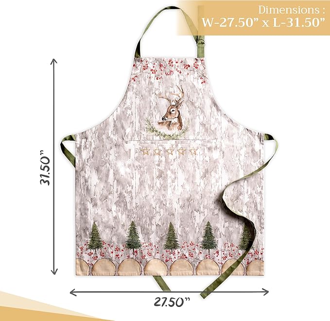 Maison d' Hermine 100% Cotton Apron for women with Pocket Kitchen Chef Apron for Men Cooking Gardening Server Waitress