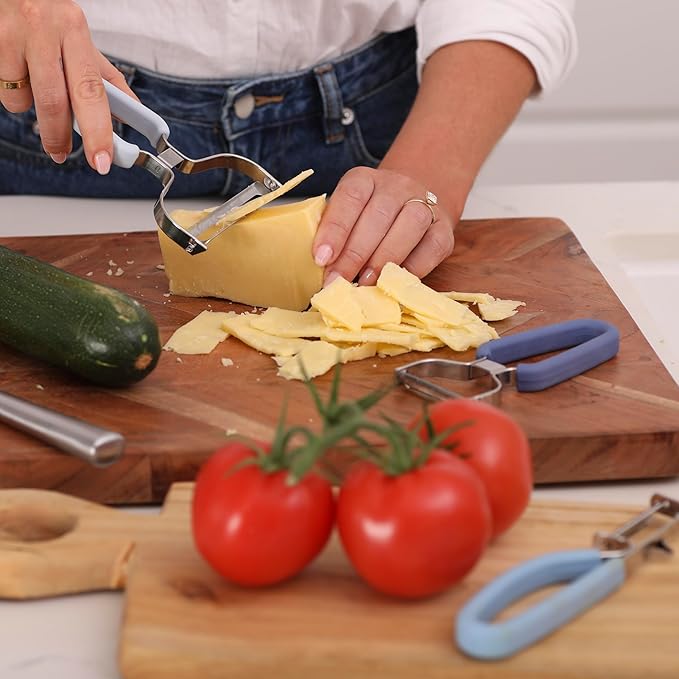 Vegetable Peeler Set – Serrated, Straight & Wide Blades- great apple peeler & potato peelers, Carrots, Zucchini, Cucumbers – Soft Grip Handle- Eye Remover – Dishwasher Safe (3, Farmhouse)