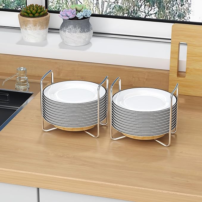 Adjustable Bamboo Dish Drying Rack - Stainless Steel 304 Dish Rack for Kitchen | Counter Home Essentials for Efficient Dish Organization and Drying (Natural, 2*Small)