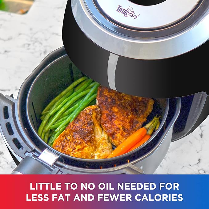Total Chef Air Fryer - Aerogrill, Non-Stick Frying Basket, French Fry, Digital Touch Screen, 7 Presets, Freidora Eléctrica, Countertop Cooking Kitchen Appliance, 3.8 quart Black
