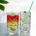 2-Pack 14.5oz Clear Tiki Glasses Cups for Cocktails Glass Drinking Set Crystal Glass Tumbler - for Water, Juice, Beer, Cocktails, Mojito, Wine and Whiskey, Bar Glassware