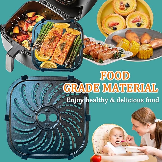 ALJ 4QT Air Fryer Grill Pan for PowerXL Vortex Pro Air Fryer 4QT, Upgraded Replacement Grill Plate Crisper Plate Tray Rack Grate Grid Shelf for 4 Quart PowerXL Air Fryers, Nonstick, Dishwasher Safe