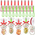 24 Christmas Whisk Gifts Include 10 Inch Christmas Stainless Steel Silicone Whisk Greeting Cards Ribbons Plastic Bags for Xmas Neighbor Family Friends Baking Enthusiast Cooking Supplies