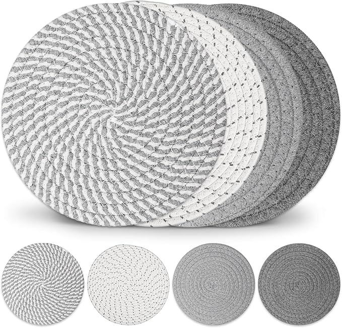 Billbotk 10" Trivets for Hot Dishes, Hot pots and Pans, Set of 4, Heat Resistant Pot Holders for Kitchen, Hot Pads for Countertops