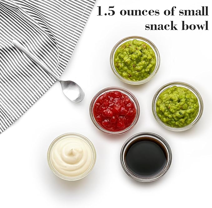 6 Pack Mini Glass Prep Bowls - 1.5oz Small Ramekins for Condiments, Dipping Sauces, Kitchen Organization