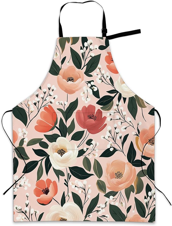 Apron with Pockets for Women, Adjustable Kitchen Cooking BBQ Chef Apron, Gifts for Mom Birthday, or Holidays