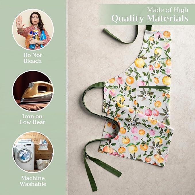 Maison d' Hermine 100% Cotton Apron for women with Pocket Kitchen Chef Apron for Men Cooking Gardening Server Waitress