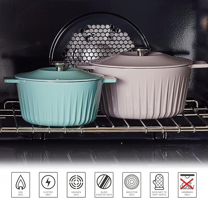 Martha Stewart Eastholm 5 QT Enamel Cast Iron Dutch Oven, Grey