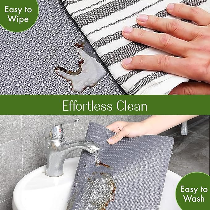 EVALAND Shelf Liners for Kitchen Cabinets Non-Adhesive 17.7" x 33 FT Grey Drawer Liner Non Slip, Washable Cabinet Liner, Waterproof Shelf Liners for Cabinets, Refrigerator Bathroom Pantry Cabinet Mat