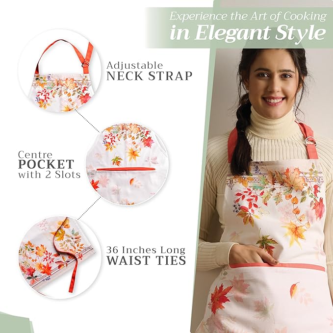 Maison d' Hermine 100% Cotton Apron for women with Pocket Kitchen Chef Apron for Men Cooking Gardening Server Waitress