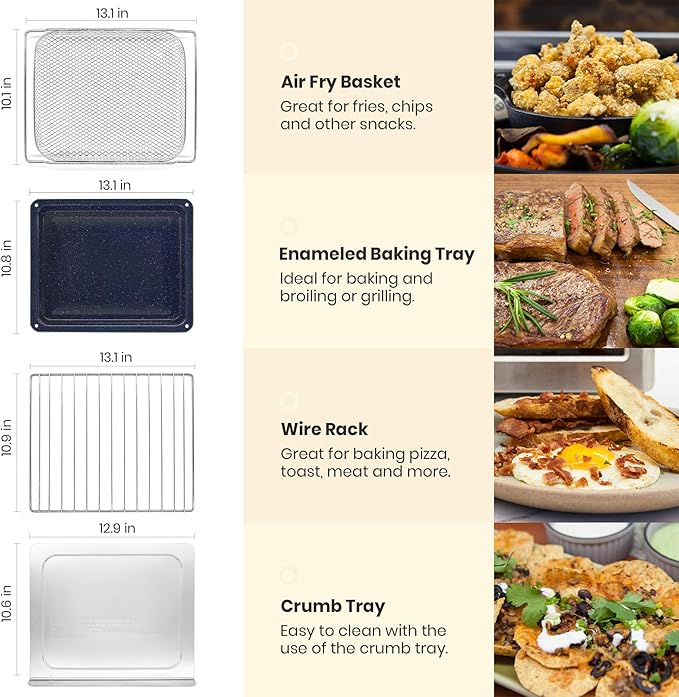 VAL CUCINA Retro Style Infrared Heating Air Fryer Toaster Oven, Extra Large Countertop Convection Oven 10-in-1 Combo, 6-Slice Toast, Enamel Baking Pan Easy Clean with Recipe Book, Almond Yellow Color