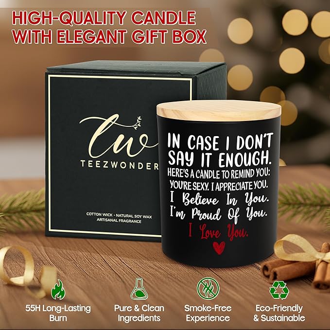 TEEZWONDER Christmas Anniversary Wedding Gifts for Women Men - Long Lasting Vanilla Lavender Candle 10 Oz - Romantic Birthday Gifts for Him Her, Girlfriend Boyfriend Gift Ideas