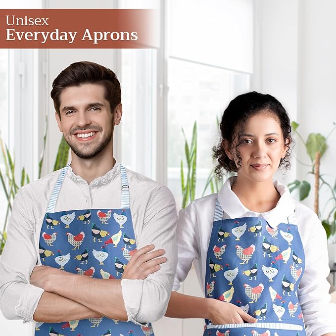 Maison d' Hermine 100% Cotton Apron for women with Pocket Kitchen Chef Apron for Men Cooking Gardening Server Waitress