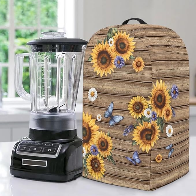 Sunflower Butterfly Coffee Machine Dust Cover Universal Design Compatible with Blender Juicer Food Processor Washable Oil Proof Food Processor Protective Cover with Top Handle