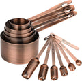 Copper Measuring Cups and Spoons Set, Stainless Steel Measuring Cups and Spoons Set 12, Metal Measuring Cups Set, 5 Measuring Cup Set and 6 Copper Measuring Spoons &Leveler for Kitchen