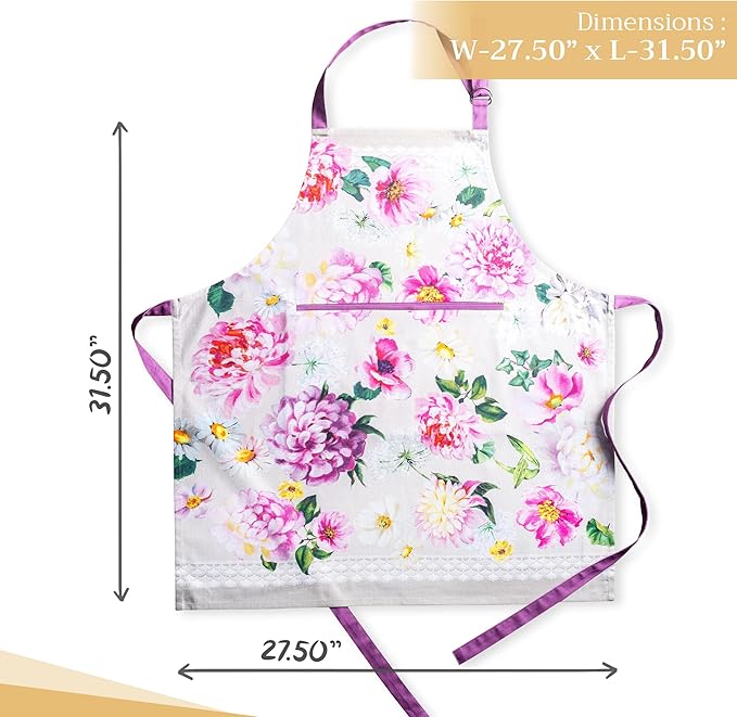 Maison d' Hermine 100% Cotton Apron for women with Pocket Kitchen Chef Apron for Men Cooking Gardening Server Waitress