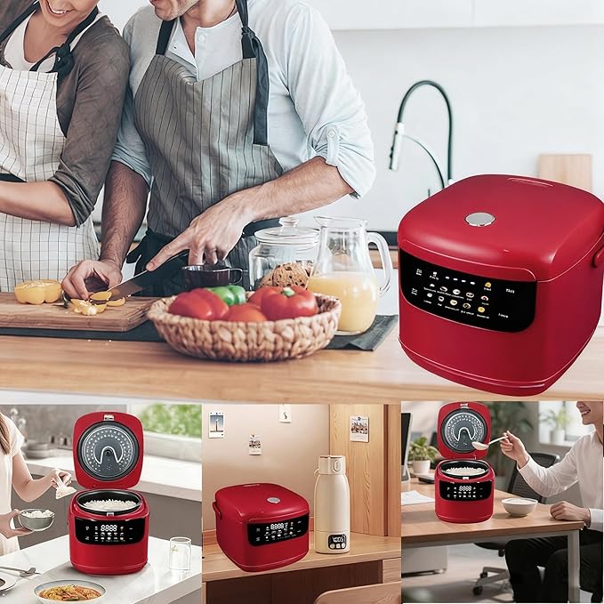 Smart Rice cooker,2L Mini Protable Rice Cooker,5 Cups Cooked/3 Cups Uncooked, 400W Non-Stick Rice Maker, 24 hours Timer Delay, 10 Functions, Fast Cooker