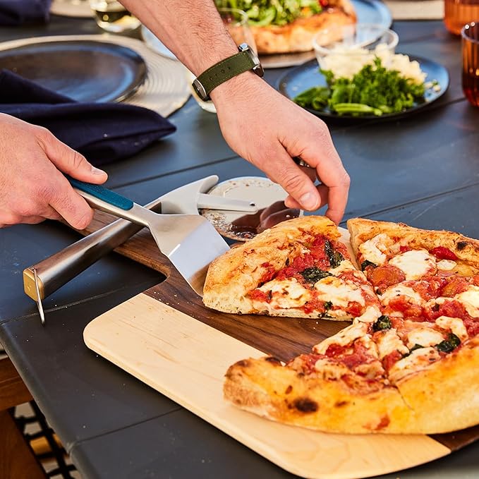 Current Pizza Spatula, Heavy-Duty Stainless Steel Pizza Pie Server with Tapered Edge, Ergonomic Handle for Comfort, Non-Slip Grip, Dishwasher Safe
