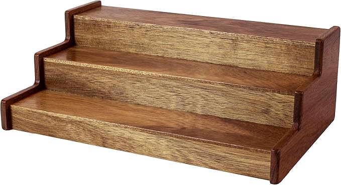 TB Home Acacia Wood 3 Tiered Spice Rack, 3 Tier Spice Organizer for Cabinet or Kitchen