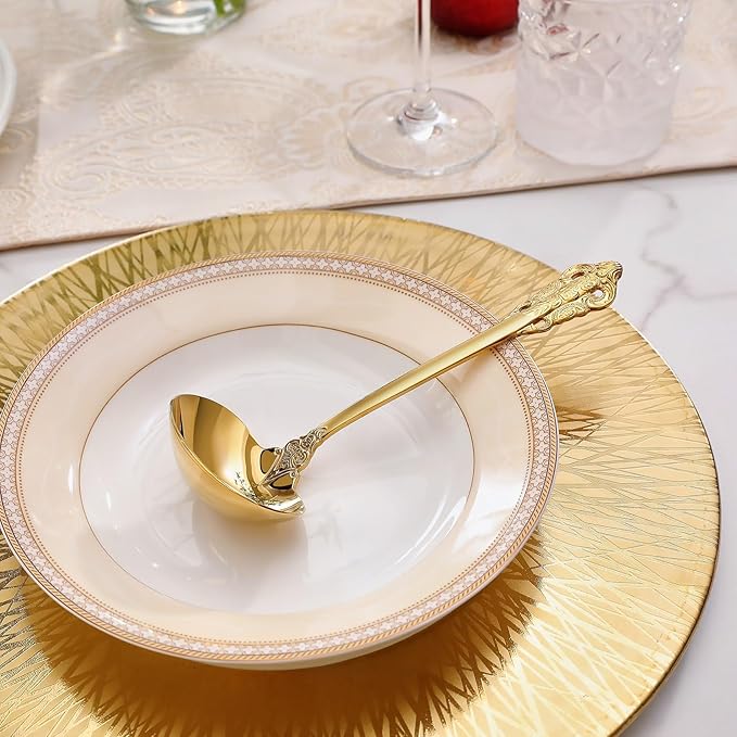 KEAWELL Premium 7.5 inch Luxury Gravy Ladle, 18/10 Stainless Steel, Small Gravy Spoon for Home. Solid and Sturdy, Dishwasher Safe. (1, Gold)