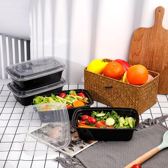LIYH 200 Pcs Meal Prep Container 1 Compartment, 45 oz Food Storage Containers with Lids, Bento Box, Reusable BPA Lunch Boxes, Microwave Dishwasher Safe 100 Set