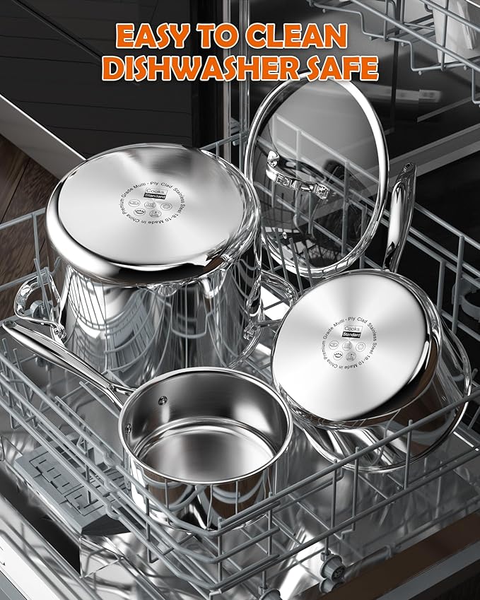 Cooks Standard Stainless Steel Saucepan with Lid, Multi-Ply Clad Sauce Pot 1.5-Quart, Silver