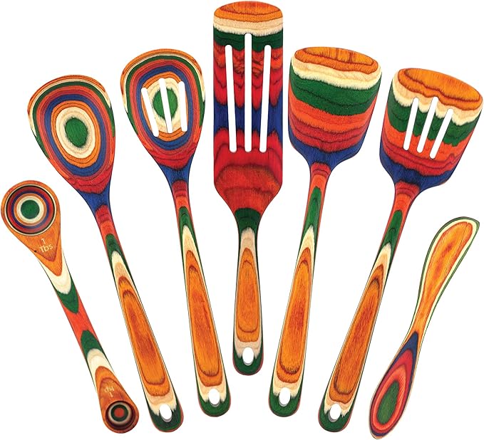 Totally Bamboo Baltique Marrakesh Collection 7 Piece Cooking Utensil Set, Safe for Nonstick