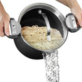 GOTHAM STEEL 5 Qt Ceramic Stock Pot Multipurpose Pasta Pot with Strainer Lid & Twist and Lock Handles, Perfect for Soup, Spaghetti, Rice, Dishwasher Safe - BLACK