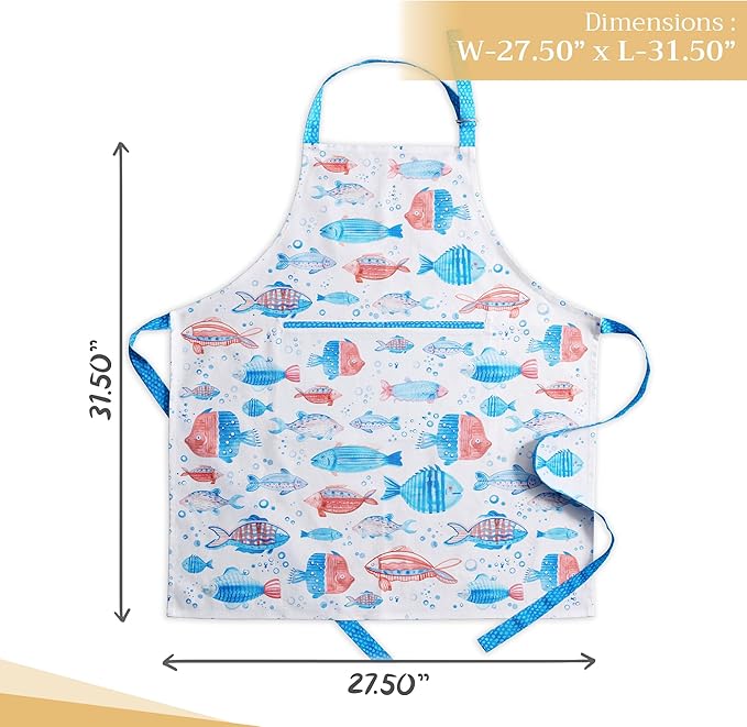Maison d' Hermine 100% Cotton Apron for women with Pocket Kitchen Chef Apron for Men Cooking Gardening Server Waitress