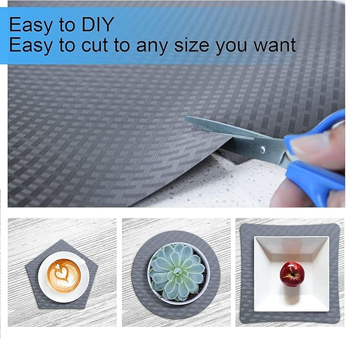 FEXIA Drawer Liners for Kitchen Cabinets, 12 Inch x 20 FT(240 Inch) Non Adhesive Cabinet Liner, Refrigerator Liners, Washable Oil-Proof Fridge Pads Shelves Drawer (Gray)